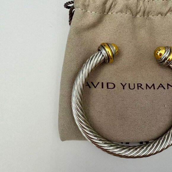 David Yurman 7mm Cable Classics Bracelet Gold Dome with 14K Yellow Gold - Picture 2 of 6